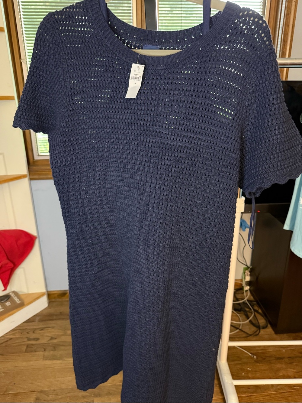 GAP NWT navy blue  Crochet Short Sleeve Midi Dress